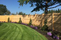 The privacy fencing adds a necessary sense of enclosure and screens out the adjacent parking lots.