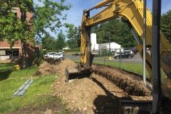 Construction begins with earthwork.