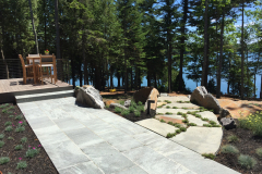 This is the view from the patio above the stone staircase, utilizing a wide variety of surface textures.