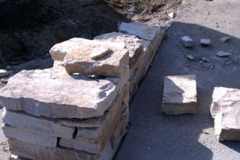 First wall stones are dry laid.