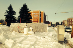 The tent over the construction area.